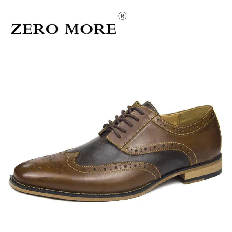 

ZERO MORE Mens Shoes Casual Big Sizes Luxury Dress Vintage Genuine Cow Leather Shoes Men 2018 Lace Up Hot Sale Brogues Shoes