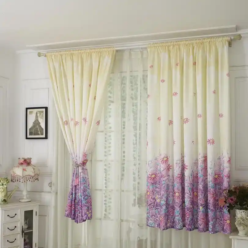 200cm x 100 cm folhas sheer janela cortinas padrao lirio do vintage tubo cortina quarto sala de estar decoracao aug16