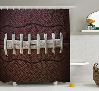 

Sports Decor American Football Traditional Sport Close Up Photo Polyester Fabric Bathroom Shower Curtain Set with Hooks