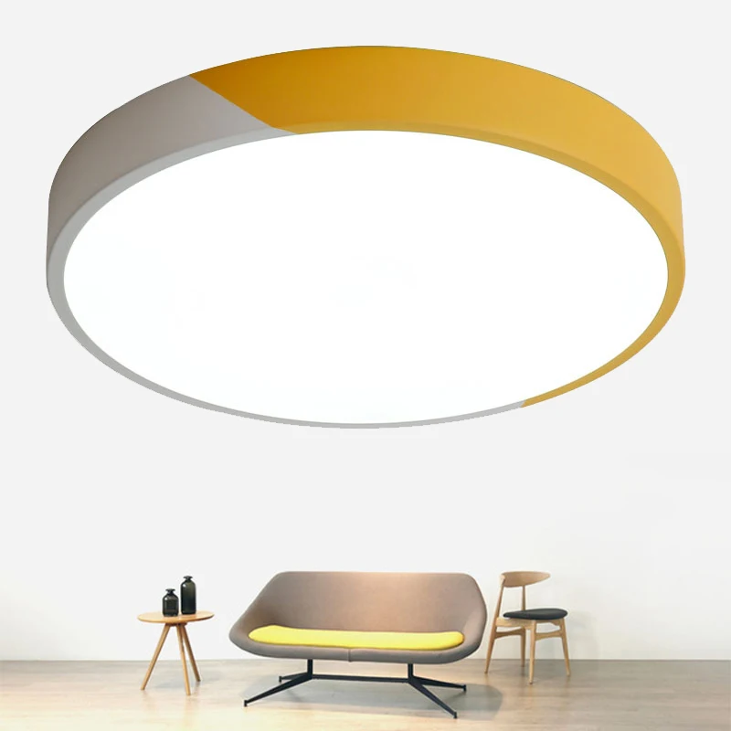 

Modern Ultra-thin 5cm Double color LED Ceiling Lamps Creative Iron Round Style Ceiling Lights for Living Room Bedroom Foyer