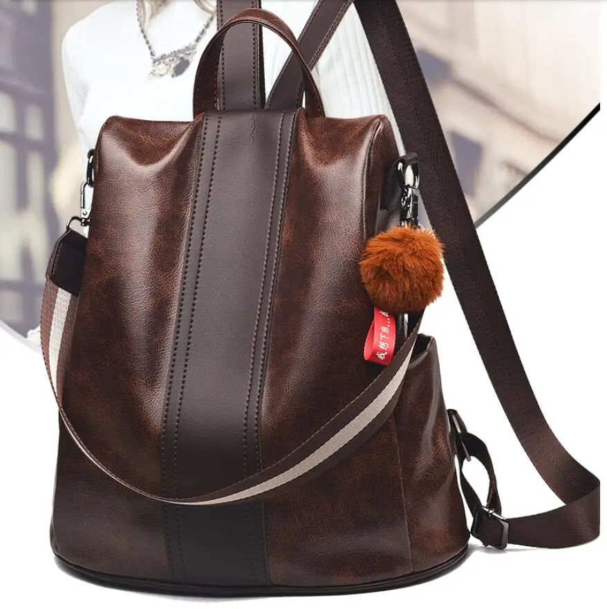 

Hairball PU Leather backpack female 2019 new Korean large capacity casual Laptop ladies backpack travel bag