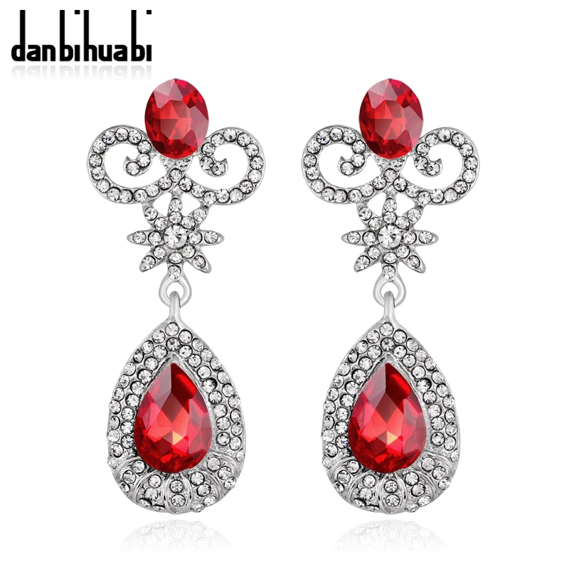 

Fashion Jewelry Vintage Big Long Glass Crystal Earring Femme Heart Rhinestone Bridal Wedding Drop Earrings For Women Christmas