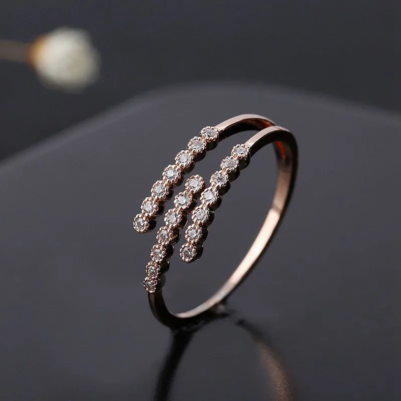 MIGGA нежное микро проложенное многослойное кольцо с кубическим цирконием для женщин розовое золото цвет CZ хрустальные украшения