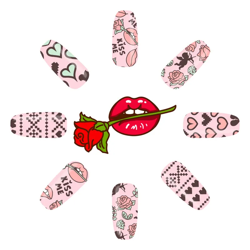 Николь дневник ко Дню Святого Валентина для губ цветок пластины для стемпинга-5,5 см круглый сердце шаблон штампа пластина с изображениями для нейл-арта Романтический-04