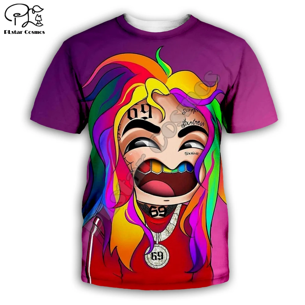 Новая Горячая Певица 6IX9INE 3D печать короткая футболка для мужчин и женщин Летняя с коротким рукавом дышащая Милая Повседневная рубашка