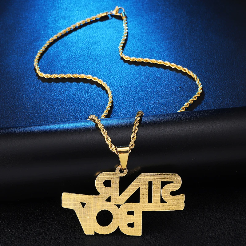 US7 золотой цвет буквы слова Bling Полный Rhinestoned Iced Out Веревка Цепи подвески и ожерелья для мужчин хип хоп ювелирные изделия