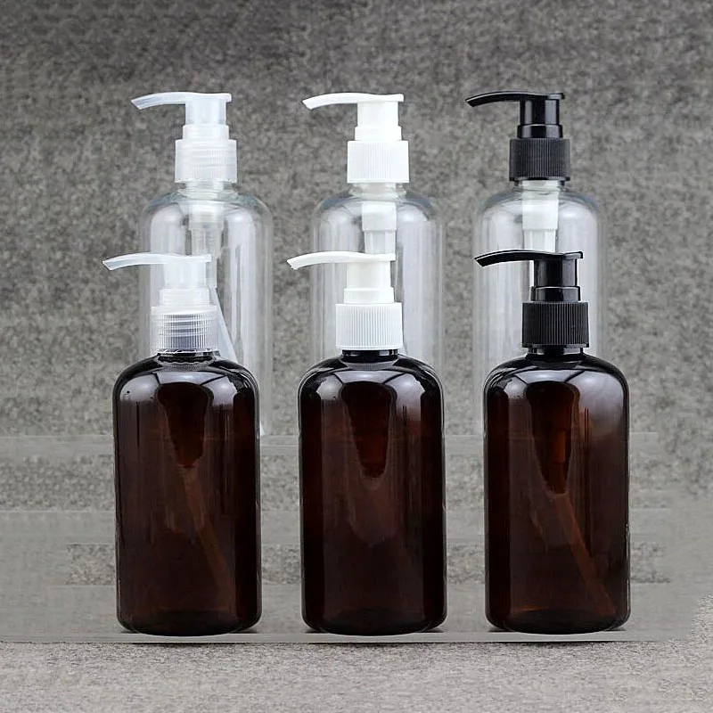 Download 5pcs/lot Brown Bottles 250ml Pressed Pump Cap Clear ...
