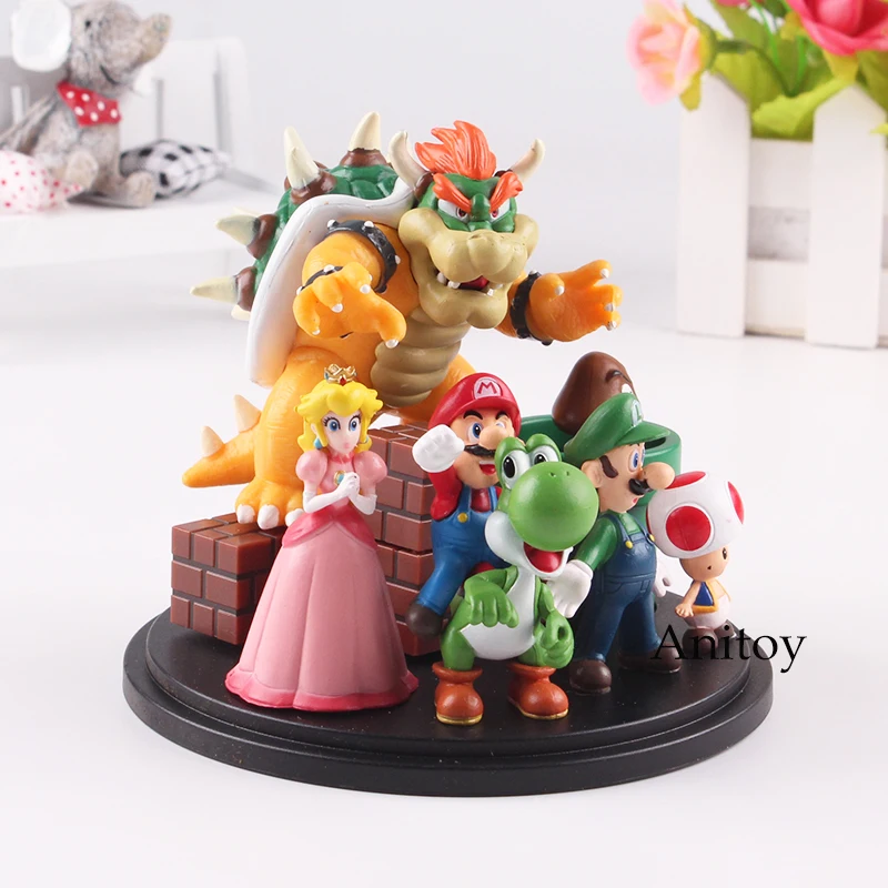 Super Mario Bros Wii Mario Figures Princess Peach Luigi Bowser Yoshi Toad Goomba Action Figure Party Decoration Toy Gift 3-10cm