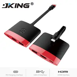 JKING 3 в 1 USB 3,1 USB-C type C концентратор с 4 K 60 hz HDMI USB 3,0 type C зарядка PD адаптер для Macbook huawei samsung