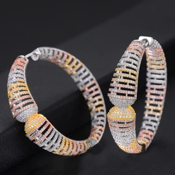 

GODKI Luxury Circle Hollow Cubic Zirconia Statement Big Hoops Earrings For Women Wedding DUBAI Bridal Round Circle Hoop Earring