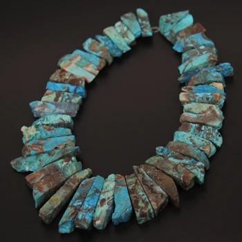 

Approx 45pcs/strand of Natural Ocean Graduated Point Pendants,Blue Ocean Slice Beads, Top Drilled Stick DIY Beads