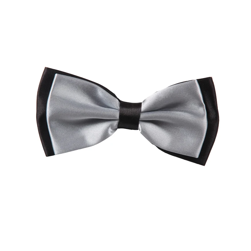 Галстук-бабочка Взрослый Классический мужской модный Свадебный вечерний формальный атласный Подарочный шелковый разноцветный регулируемый галстук-бабочка на шею - Цвет: Silver