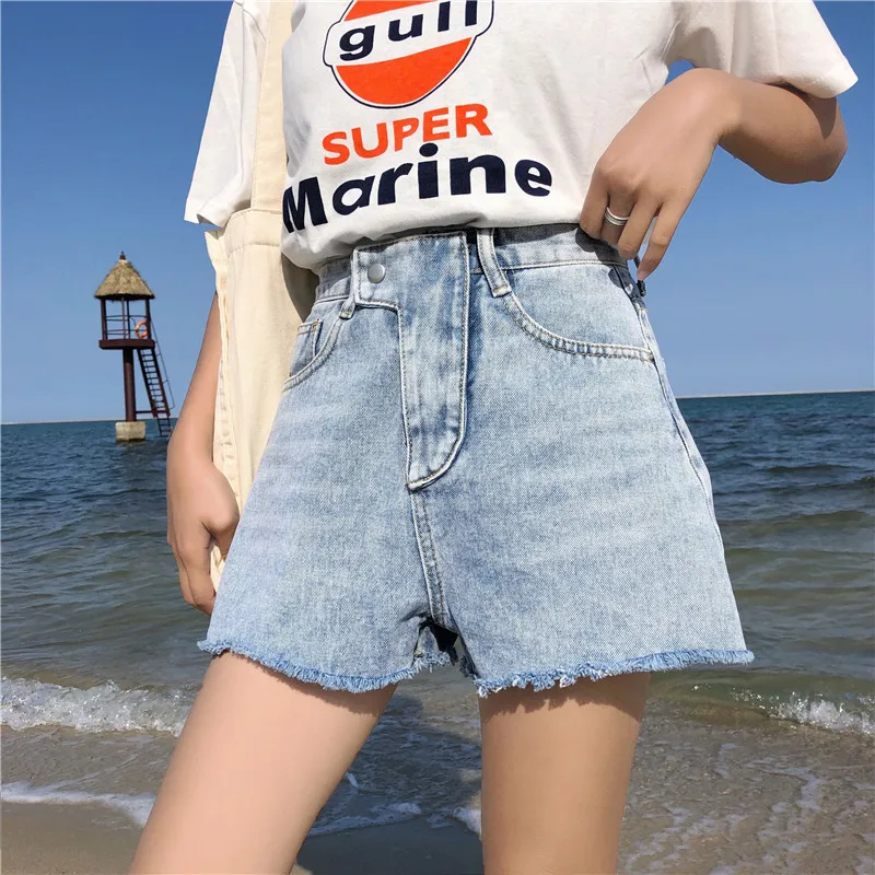 2 цвета S-XL уличная лето для женщин джинсовые шорты 2019 Высокая талия широкие