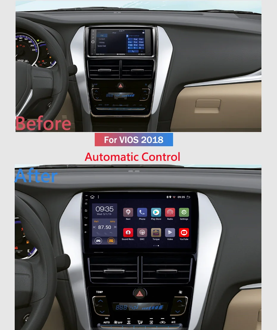 Flash Deal 9 inch 2.5D IPS HD multi-touch screen Android8.1 2G RAM 32G ROM NAVI with BlueTooth USB WIFI SWC for Toyota Vios/Yaris 2018 AC 1