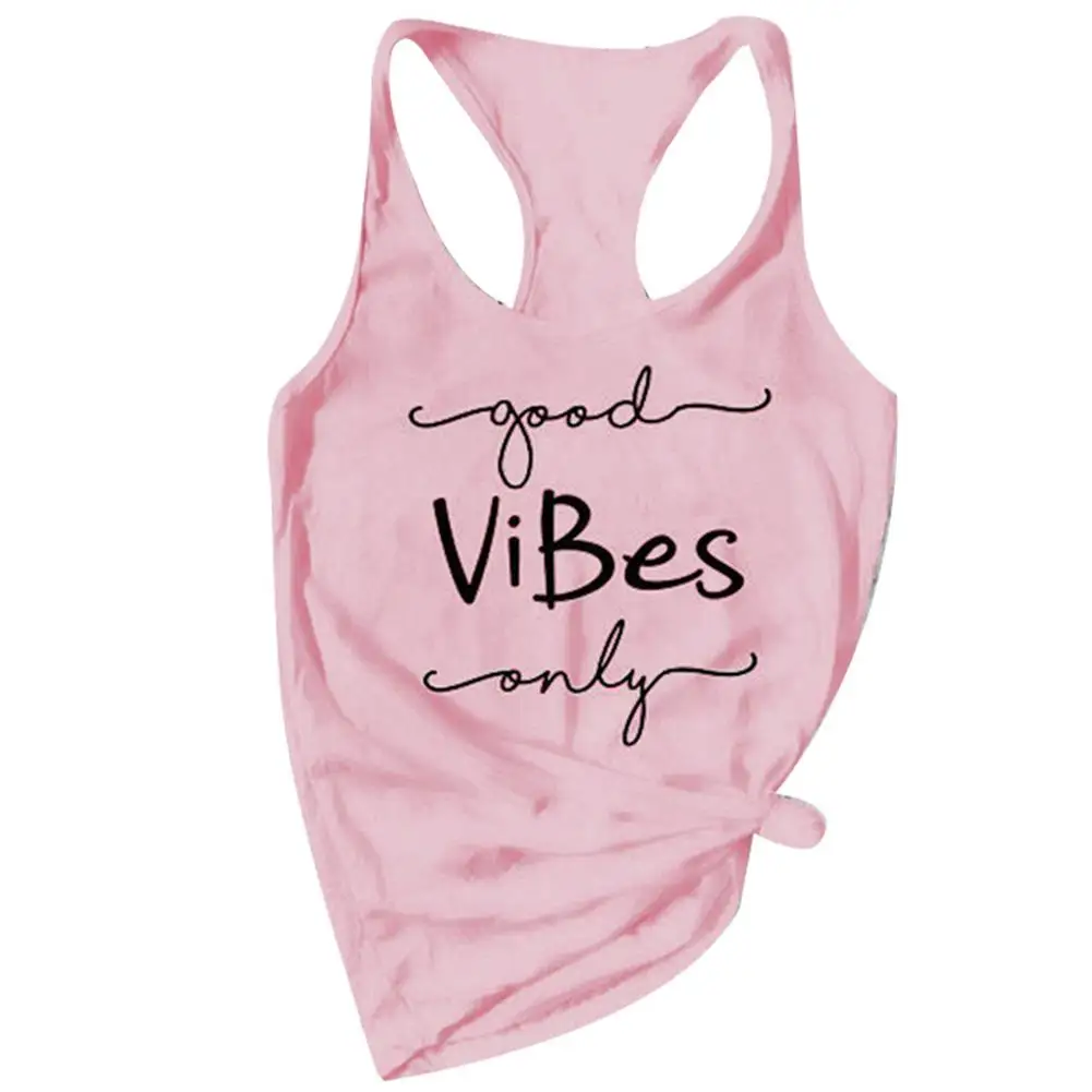 

Summer Letters Print Vest Women Casual Sleeveless T-Shirt Breathable Tank Top