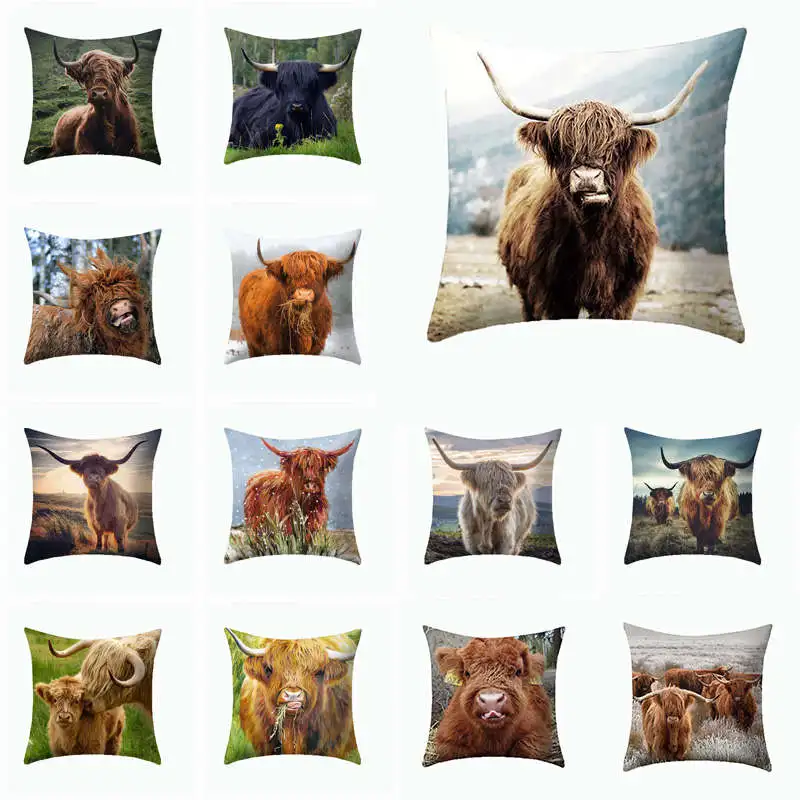 highland cow pillow pet