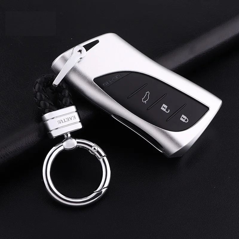 Car Aluminium Key Holder Cover Case Shell for Lexus ES300h ES350 ES200 ES260 New LS350 LS500h Remote Control Key Fob - Название цвета: Серебристый