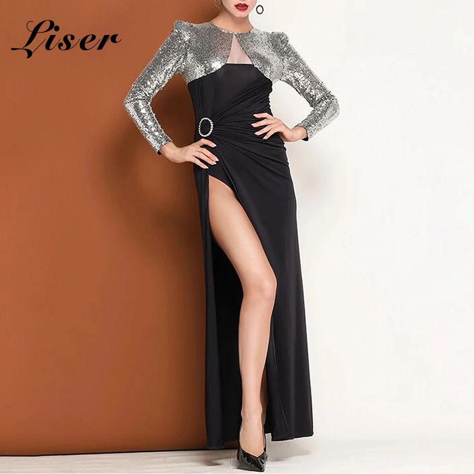 

Liser 2018 New Summer Women Dress O Neck Sequined Dress Sexy Bodycon Elegant Celebrity Party Black Dresses Vestidos Wholesale