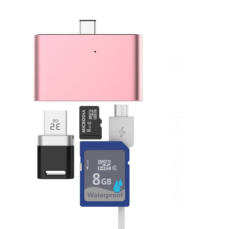 OTG USB3.1 Type-C Card Reader USB-C to USB2.0 SD TF Micro USB Multifunction Converter for Phone Computer Date Transfer Use OTG USB3.1 Type-C Card Reader USB-C to USB2.0 SD TF Micro USB Multifunction Converter for Phone Computer Date Transfer Use