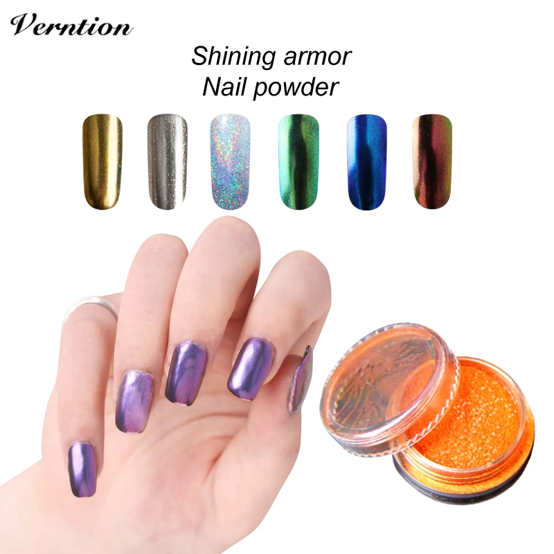 

Verntion Nail Powder Gradient Glossy Set for Laser Shiny Manicure Nail Design Chrome Pigment Silver DIY Set for Nail Decoration