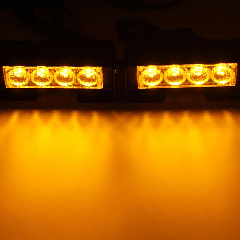 2x12 V 4LED Янтарный стробоскоп аварийная мигалка решетка бар автомобиль, фонари для грузовиков