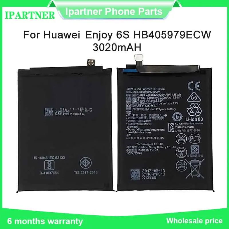 

3020mAh Battery for Huawei NOVA HB405979ECW CAZ-AL10 CAZ-TL00 Enjoy 6S Honor 6c Y6 PRO 2017 Y5 2017 P9 Lite Battery