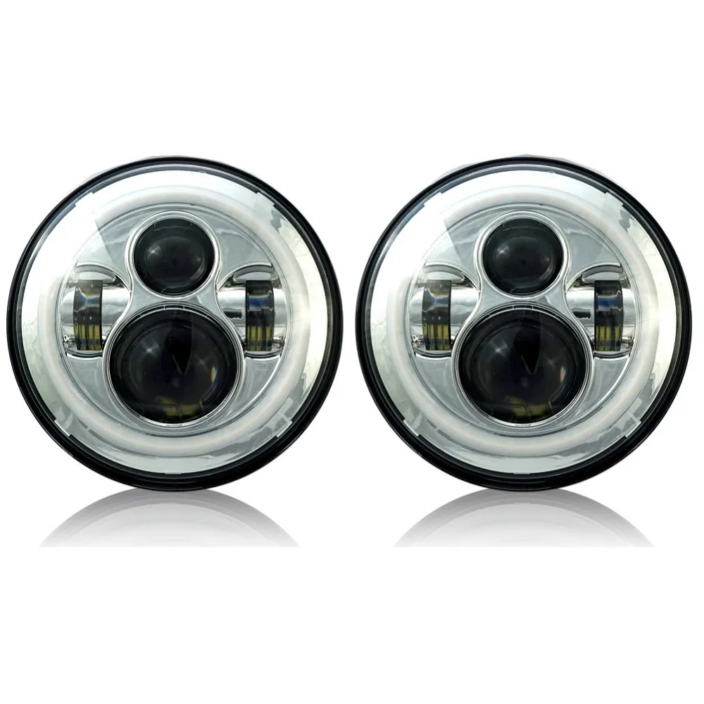  2pcs 7 Inch Round LED Headlight For Jeep Wrangler JK TJ For Hummer H1 H2 12V 24V For Suzuki Samurai - 32952598828