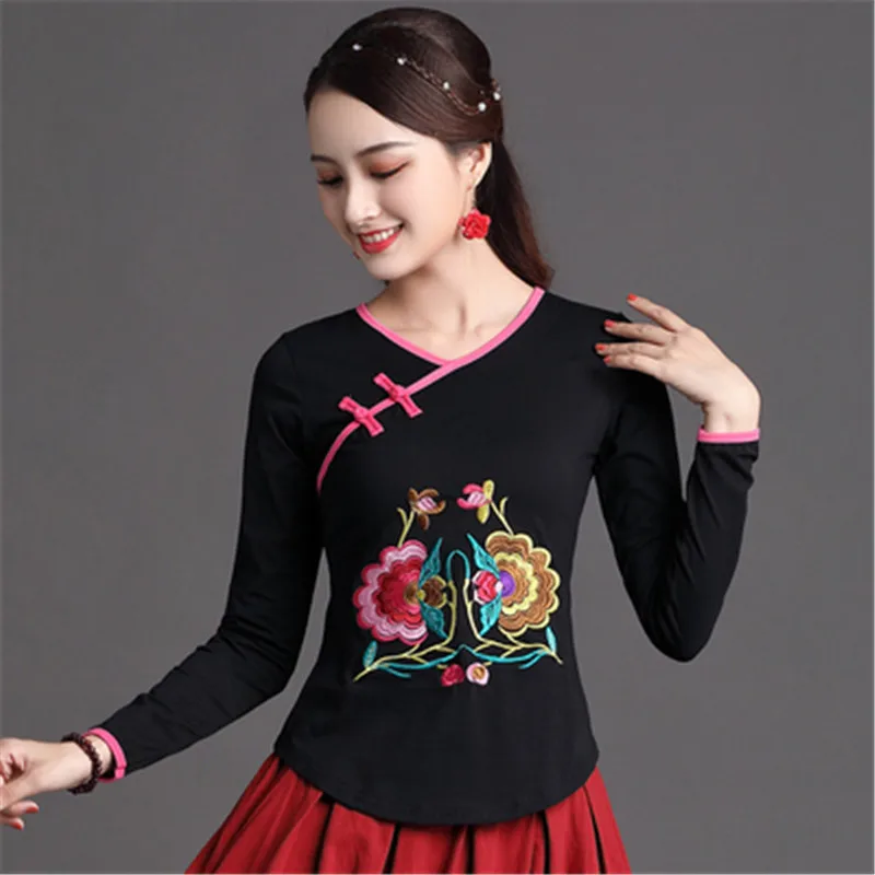 Рукаовов народный костюм Haut Femme модная футболка женская одежда с вышивкой Camiseta