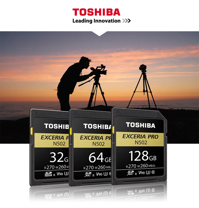 TOSHIBA SD карта 128 ГБ 32 ГБ SDHC U3 64 Гб SDXC V90 UHS-III карты памяти N502 EXCERIA PRO до 270 МБ Поддержка записи видео 8K