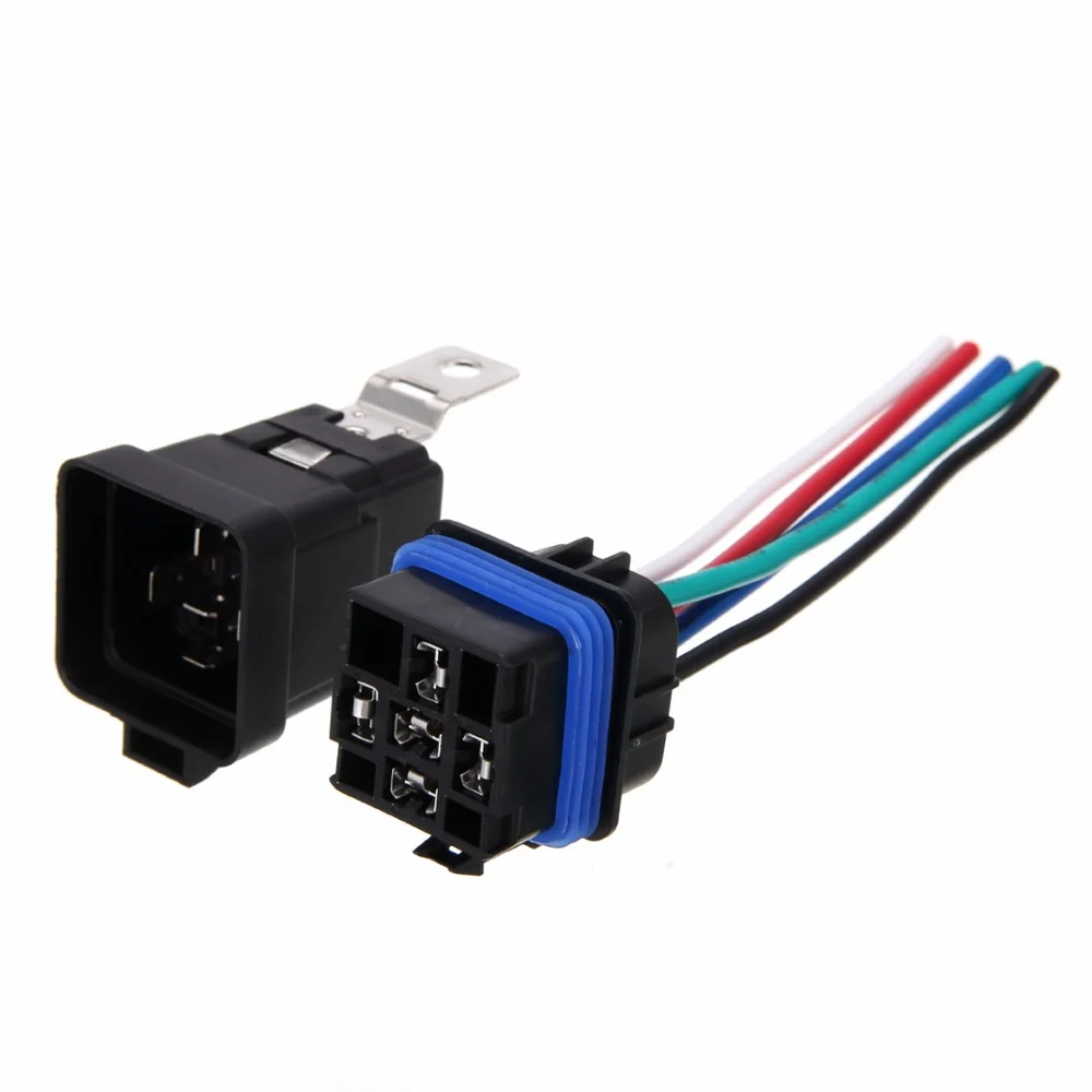 

1 Set 5 Pin Automobile Relay Waterproof Integrated Wired Auto Relay + Holder With Wires DC 12v 40A