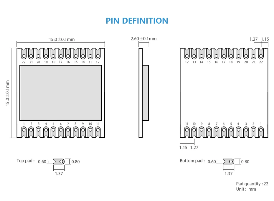 SX1278 LoRawan LoRa 433 МГц модуль 20dMm E19-433M20S2 SMD беспроводной передачи SPI интерфейс большой диапазон отверстие для штампа