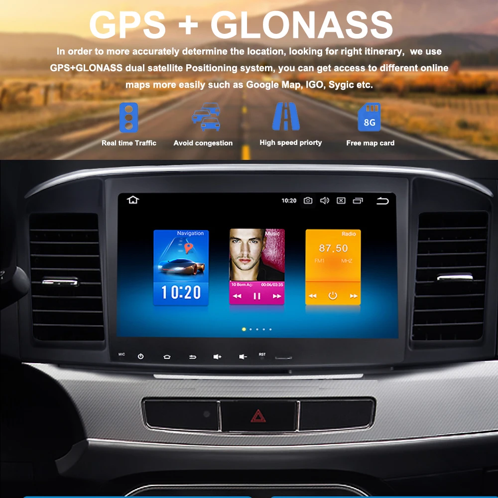 

1 din Android 9.0 Car GPS Navigation for Mitsubishi Lancer 10 Head Unit 2007 2008 2009 2010 - 2016 Autoradio Multimedia 4G 32G
