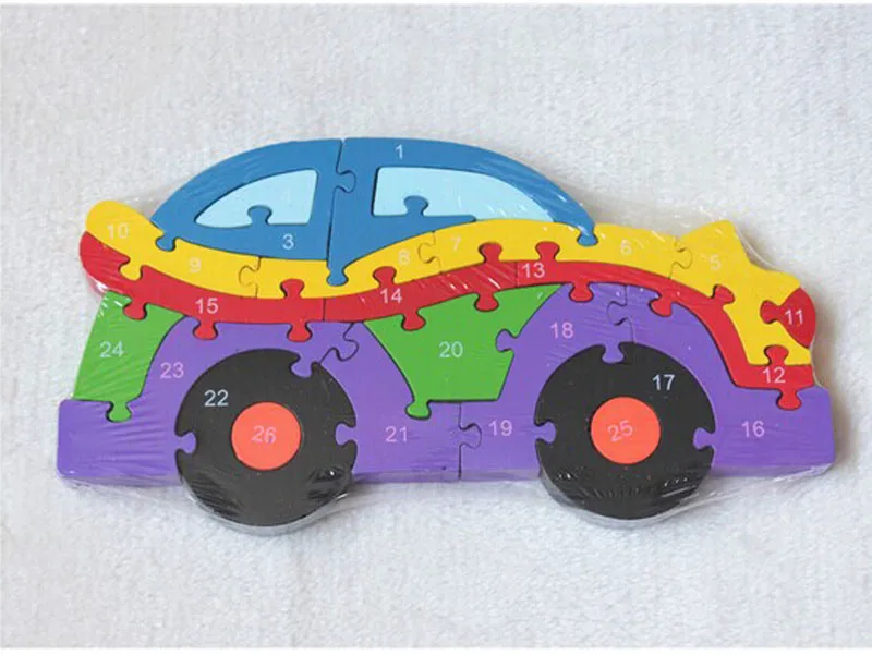 

1PC Baby Kids Training Alphanumeric cognitive building blocks puzzle Car 5.15
