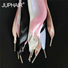 1 Pair Shoelaces Wide 3 cm Thin Polyester Imitation Satin Metal Head Laces Double Sided Canvas Shoes Lace Black White Khaki Pink