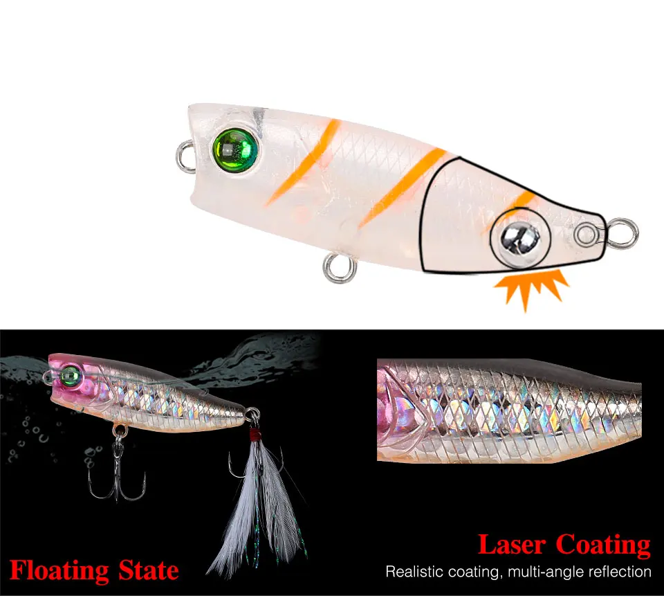 TSURINOYA 14 шт. DW55 40 мм 3 г Мини Поппер приманка жесткая приманка искусственные приманки верхняя вода рыболовная наживка Поппер воблер