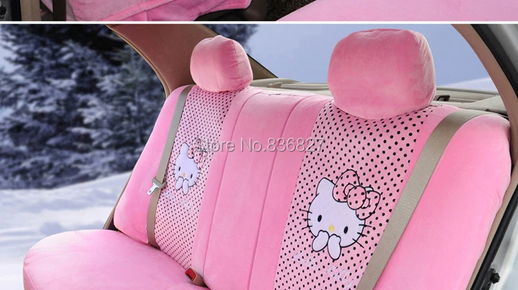 Женский милый мультфильм «Hello Kitty» для девочек, Розовый Универсальный комплект для сиденья автомобиля