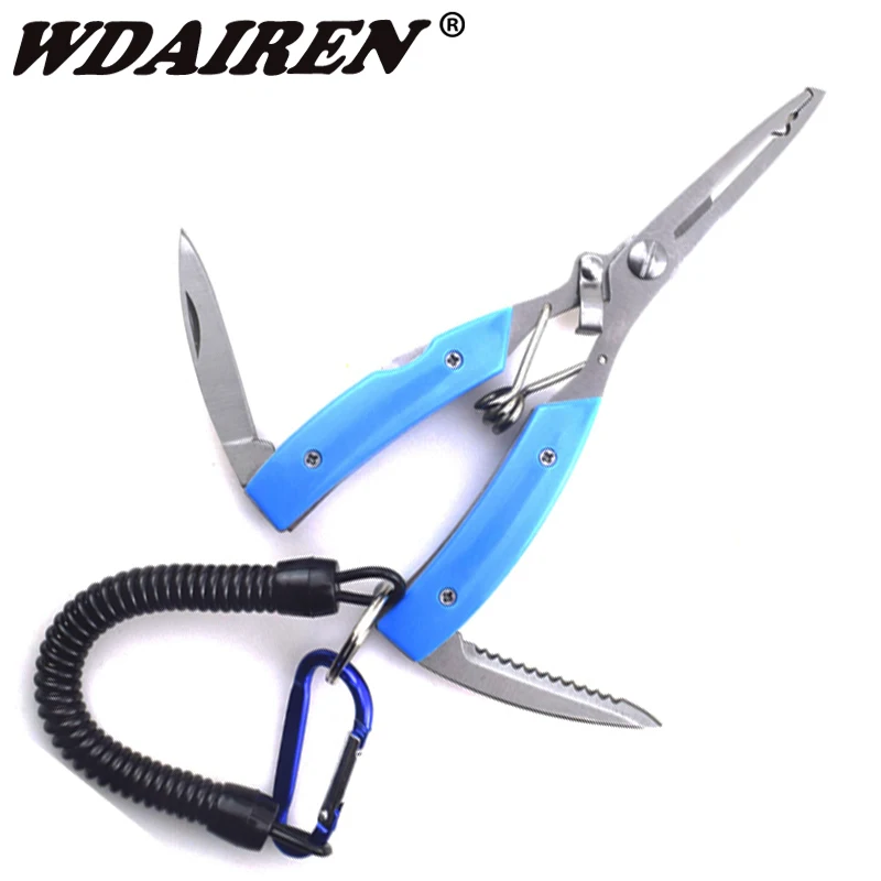 

WDAIREN Fishing F1 Stainless Steel Fishing Pliers Resistant Saltwater 5-in-1 Multi Function Cut Braid Line and Remove Hooks