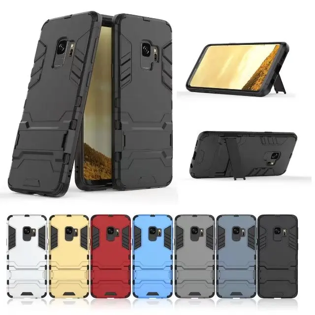With stand Hybrid case For Samsung Galaxy S9 S9Plus Hard Silicone + PC Armor protective back cover for samsung s9 plus shell |