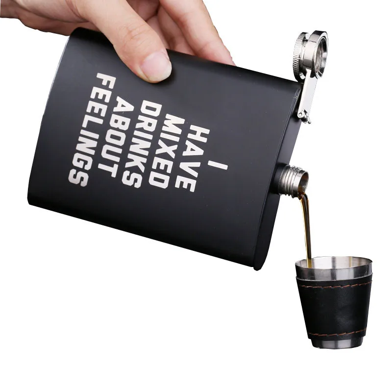 

Mini Portable 8OZ Hip Flask Stainless Steel Bottle Lot Black Matte Does Not Fade Flask for Alcohol Rum Whiskey Best Men Gift Set