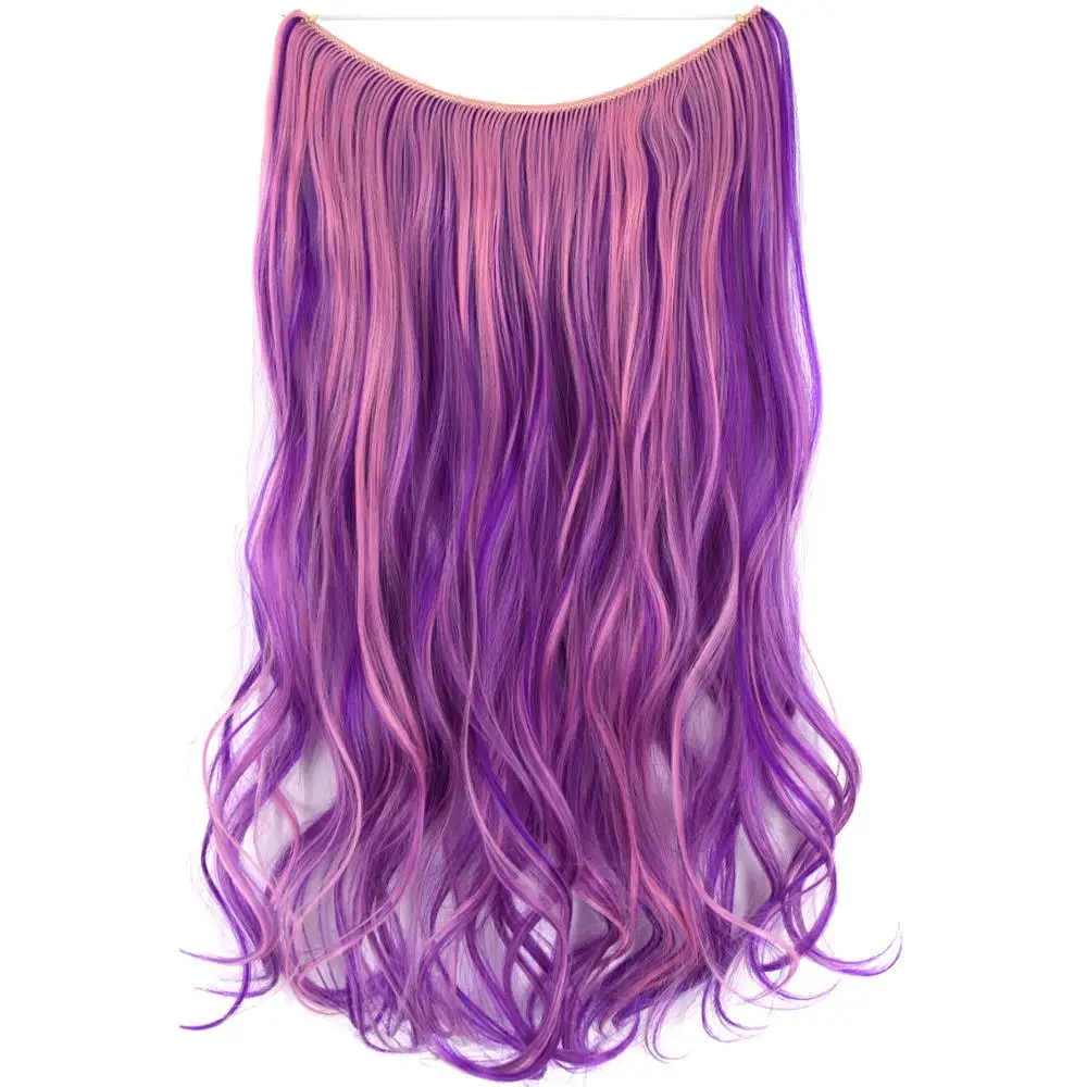 

TOPREETY Heat Resistant Synthetic Hair 22" 55cm 110g Body Wave Elasticity Invisible Wire Halo Hair Extensions
