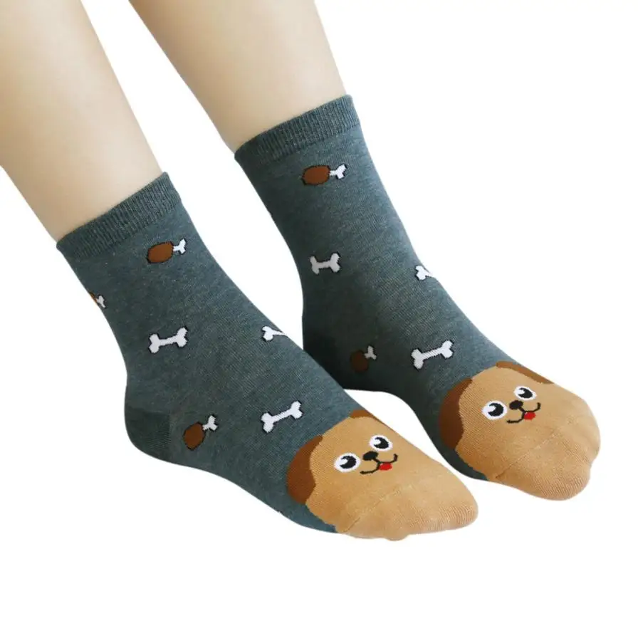 Doudoulu носки с изображением животных, кошек, собак, обезьяны, милые Хлопковые женские забавные носки, милые женские носки с кроликом, сохраняющие тепло, женские повседневные носки,# WS