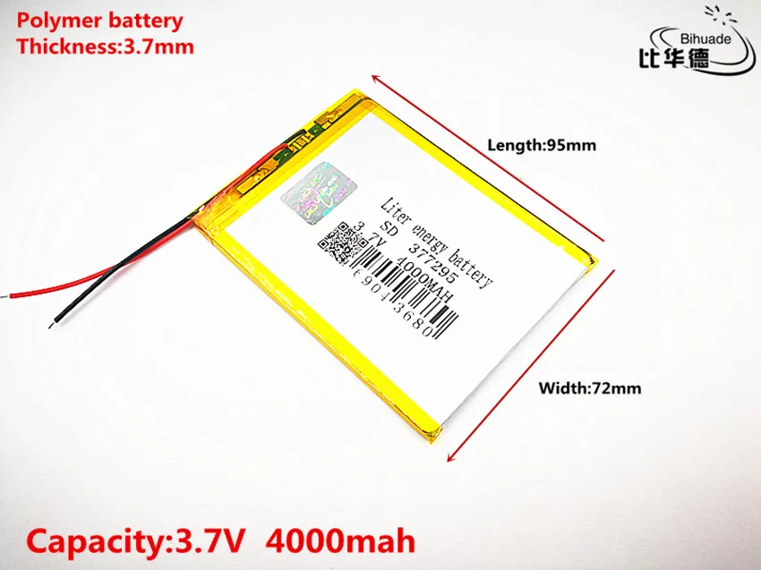 5 шт./лот литиевая батарея хорошего качества новая U25GT 7 дюймов 377295 3,7 V 4000 MAH литий-полимерный код 407095 таблетка батареи