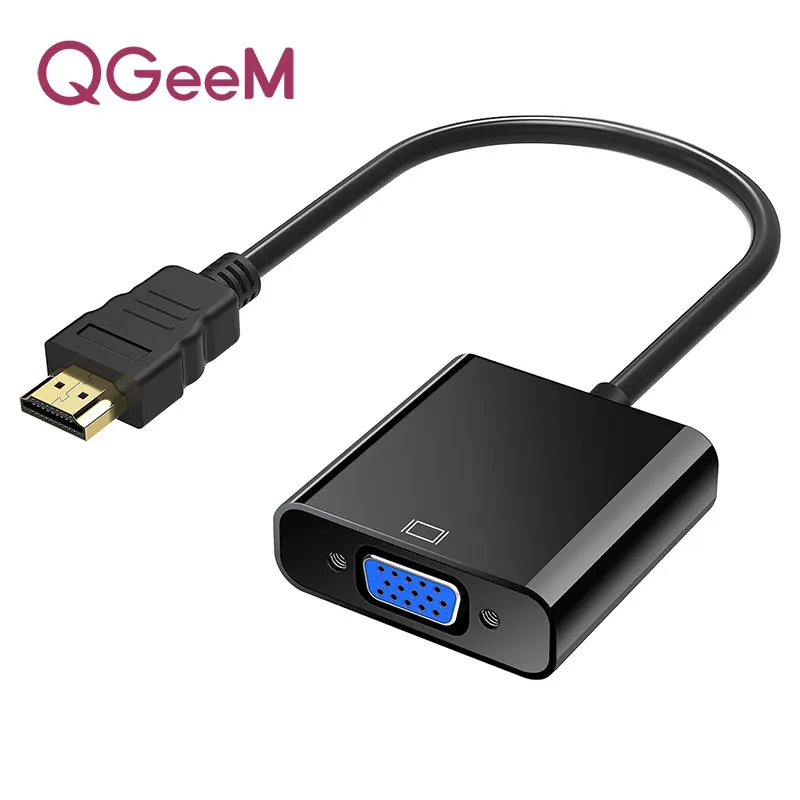 QGEEM HDMI в VGA адаптер цифро-аналоговый видео аудио конвертер Кабель HDMI VGA разъем для Xbox 360 PS4 ПК ноутбук ТВ коробка