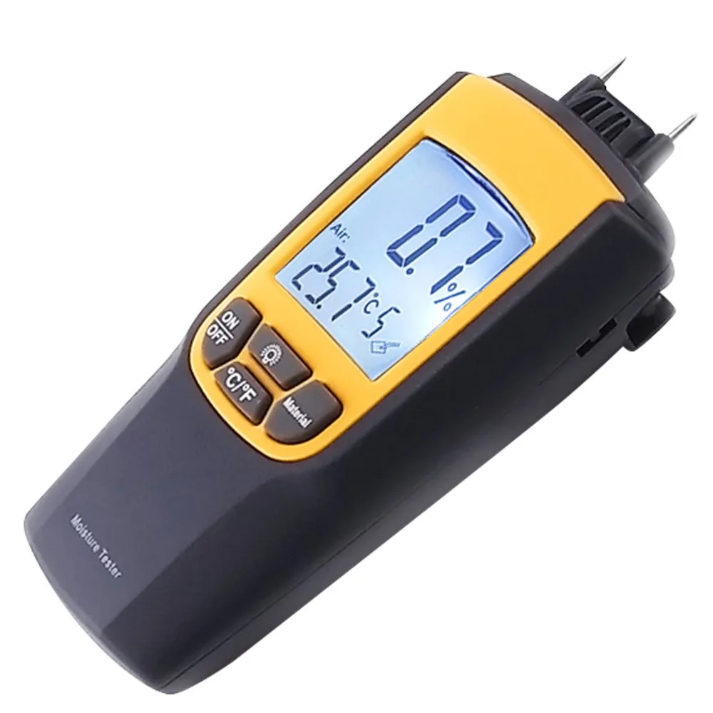 

Moisture & Temperature Meter Degree C/Degree F Wood Bricks Concrete Cement Lime Mortar CE Marking Dual Meter Tester