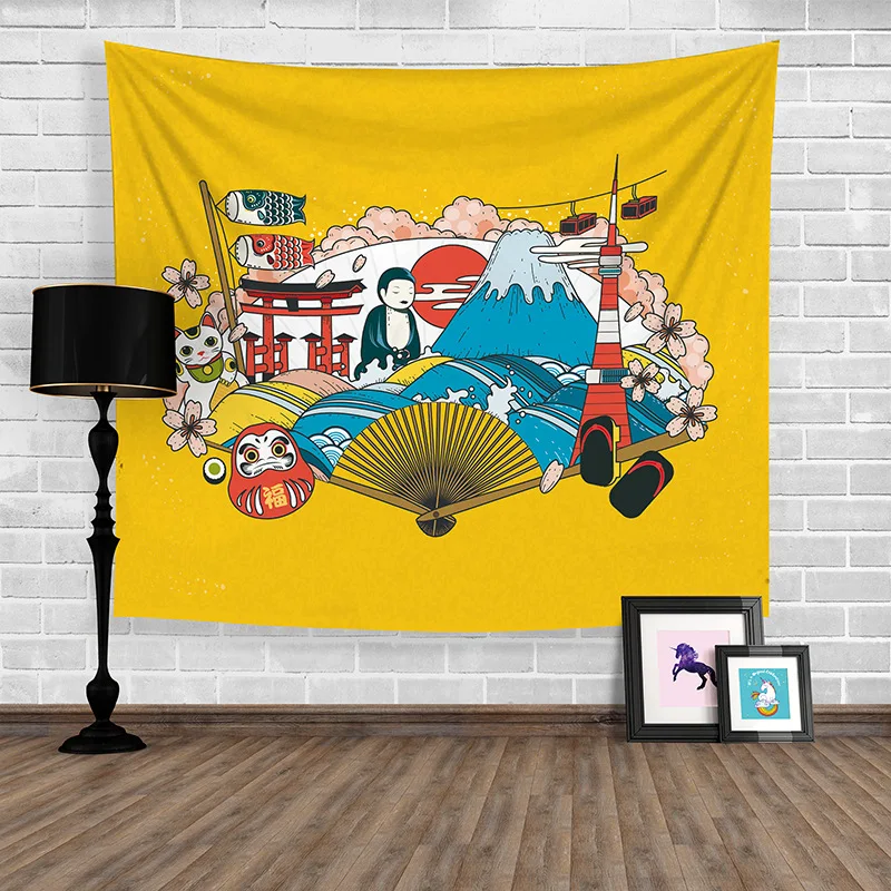 Японское кимоно стиль напечатанный гобелен настенный Декор для гостиной пляжное полотенце Подушка Фон Ткань Гобелен