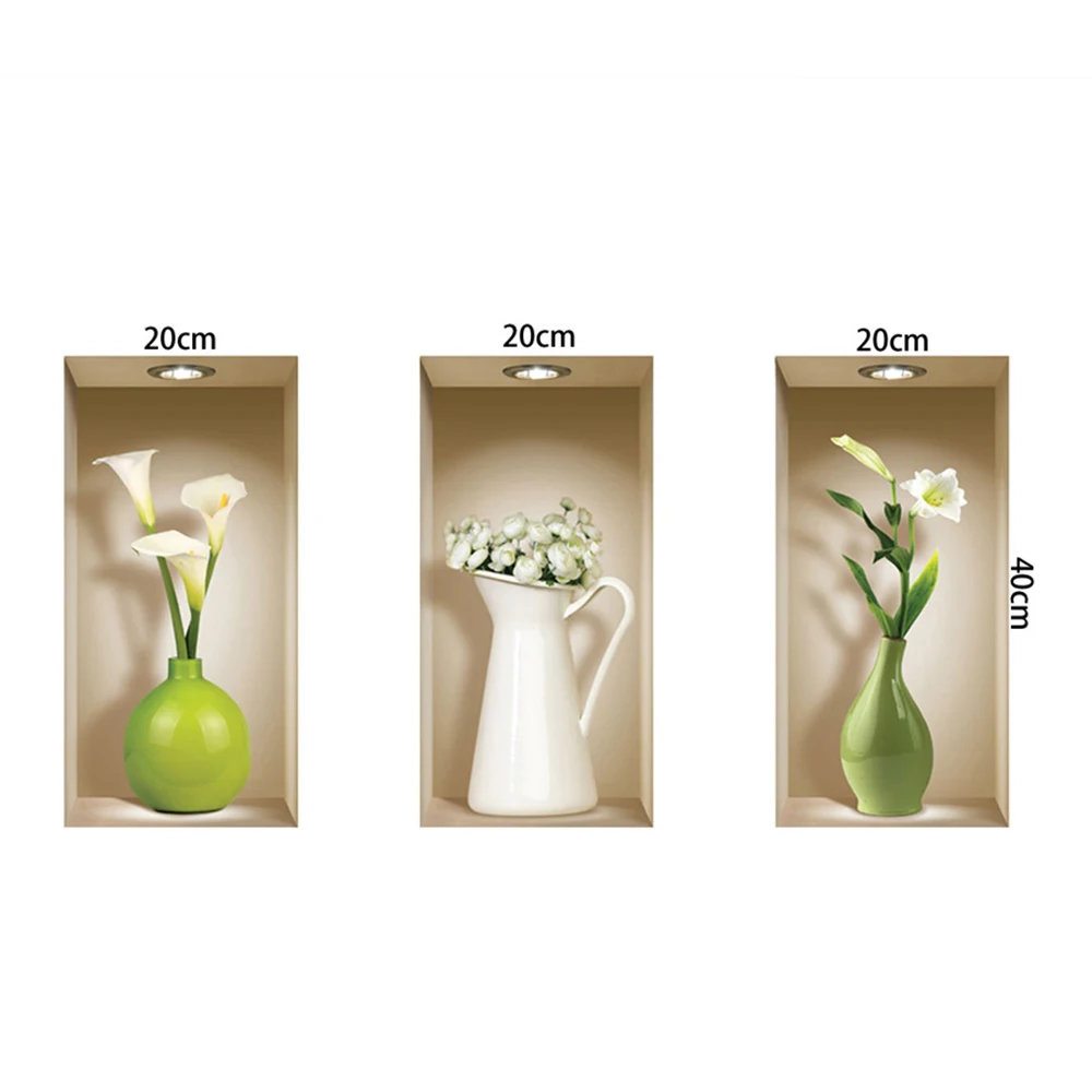 3 шт ваза с лилиями фрески 3D съемные DIY художественные настенные наклейки для отеля кафе дома гостиной спальни декор диван фон