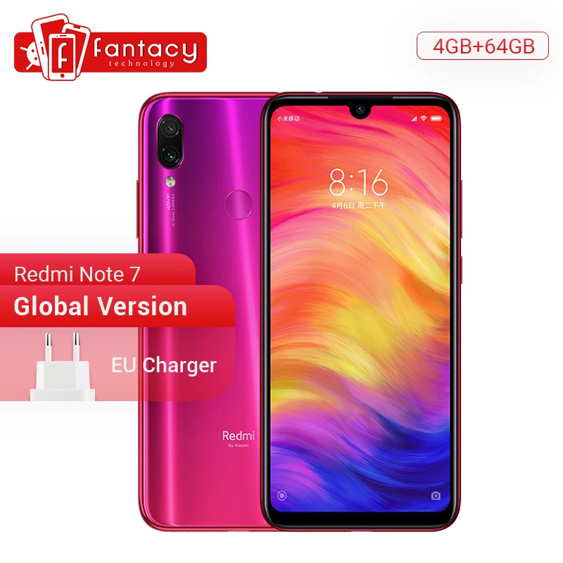 Versión Global Xiaomi Redmi Note 7 4 GB 64 GB 48MP cámaras Snapdragon 660 Octa Core 6,3 "FHD + teléfono Móvil QC 4,0 batería de 4000 mAh