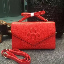 100% Real/Genuine Crocodile Skin Womens Shell shoulder messenger Handbag, luxury alligator skin lady shoudler bag Green Red