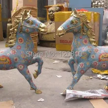 Китайский Королевский Pure Bronze Перегородчатой Фэн-Шуй Лаки Богатство боевой конь Пара