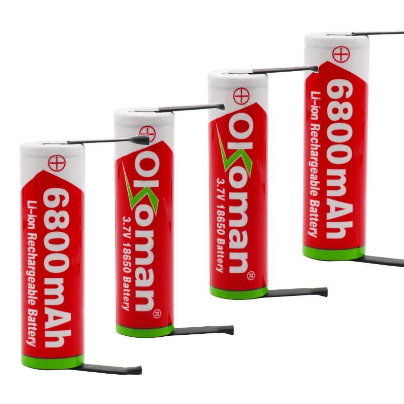 Okoman Original18650 батарея 3,7 v 6800 mah 18650 литиевая 18650 аккумуляторная батарея для фонариков батареи+ DIY никель